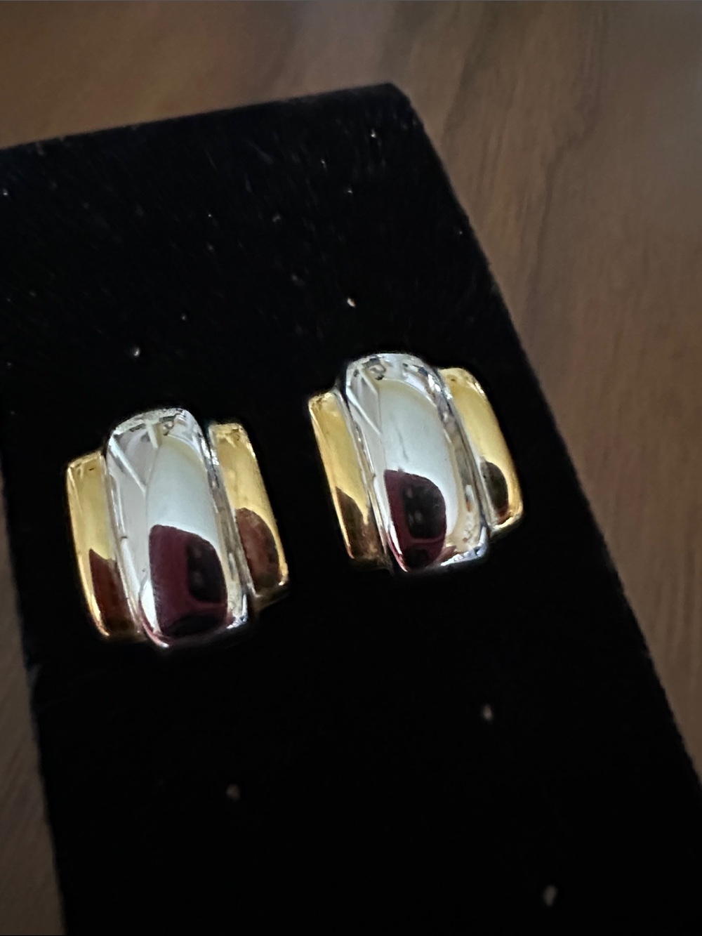 80’s Two-Tone Dome Stud Earrings — Gold and Silver